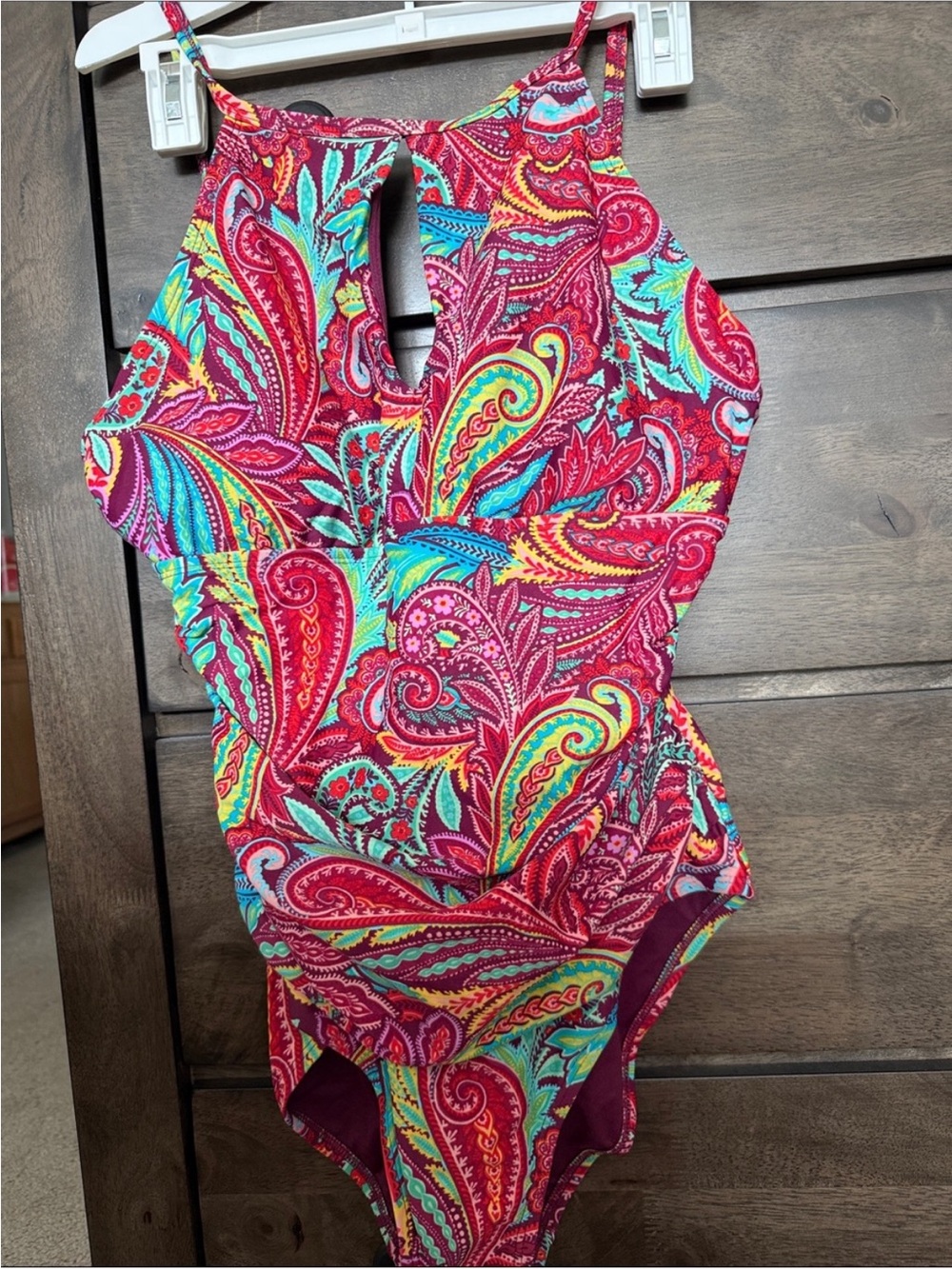 Ellen Tracy Woman’s ' Paisley One-uPiece Swimsuit - Red, Turquoise, Yellow